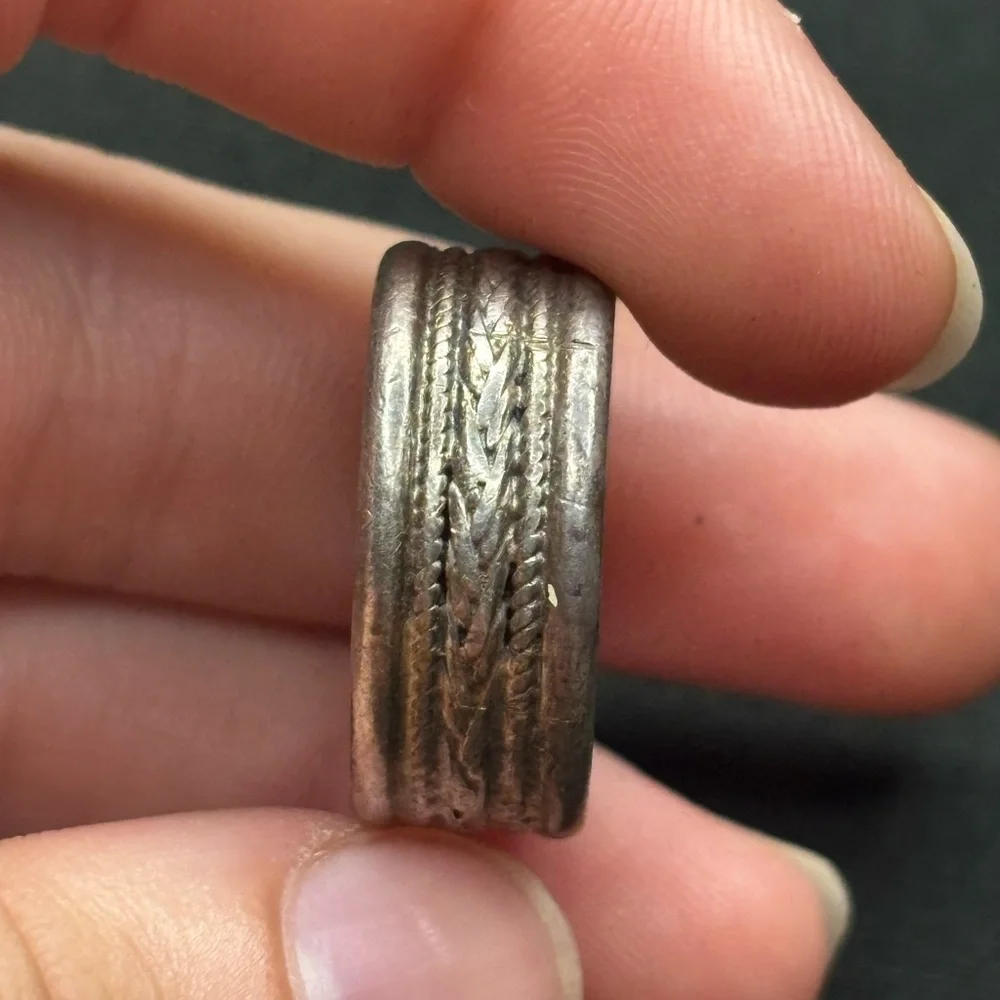 Vintage 925 Sterling Silver Rope Wide Band Ring - Picture 1 of 4